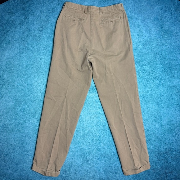 Vintage 90s Y2K GAP Relaxed Fit Mens Chinos Tan Pleated Cuffed Pants 34X34.5 - Picture 9 of 15